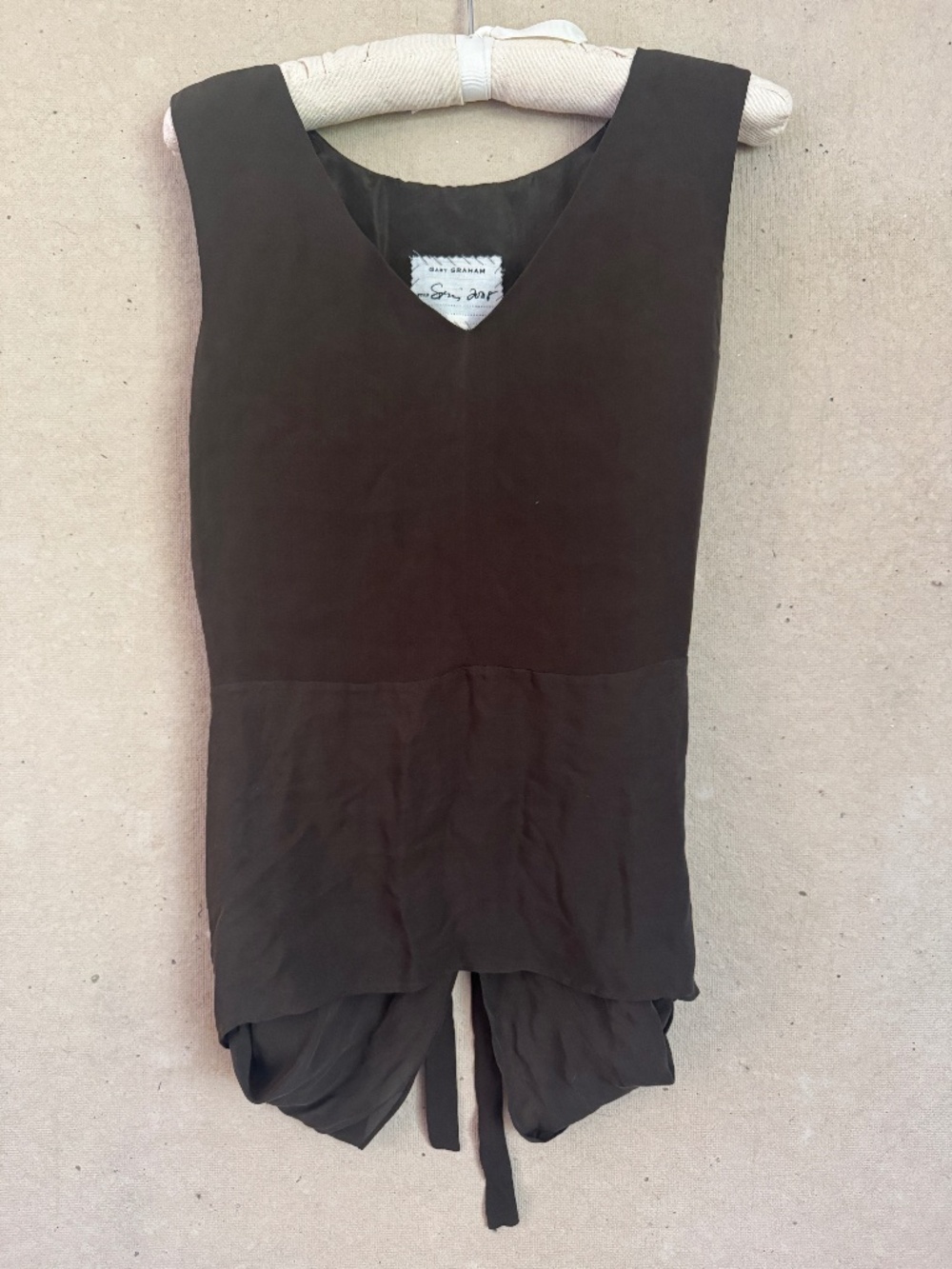 Gary Graham brown silk tunic with self tie